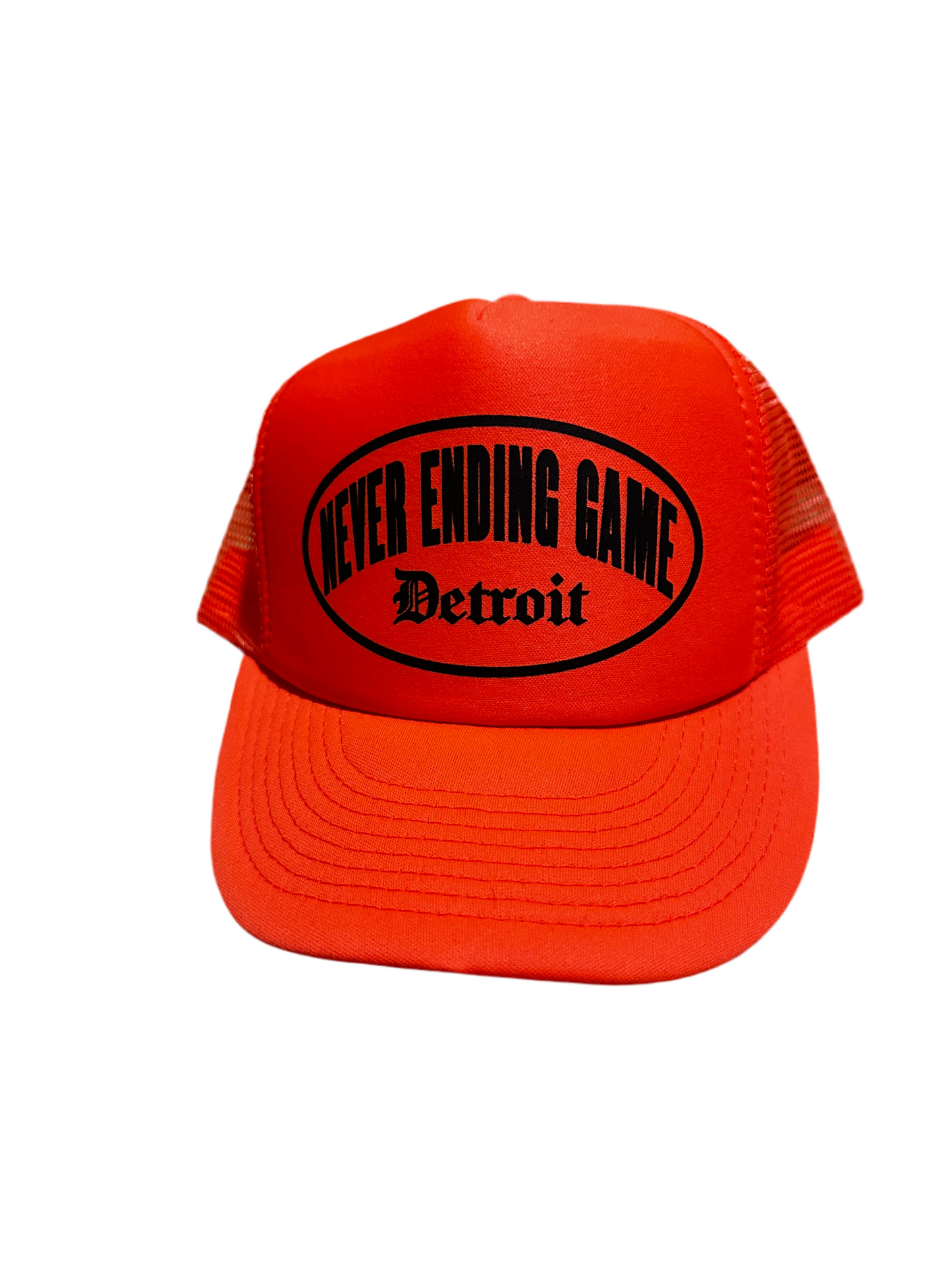 Orange logo trucker hat
